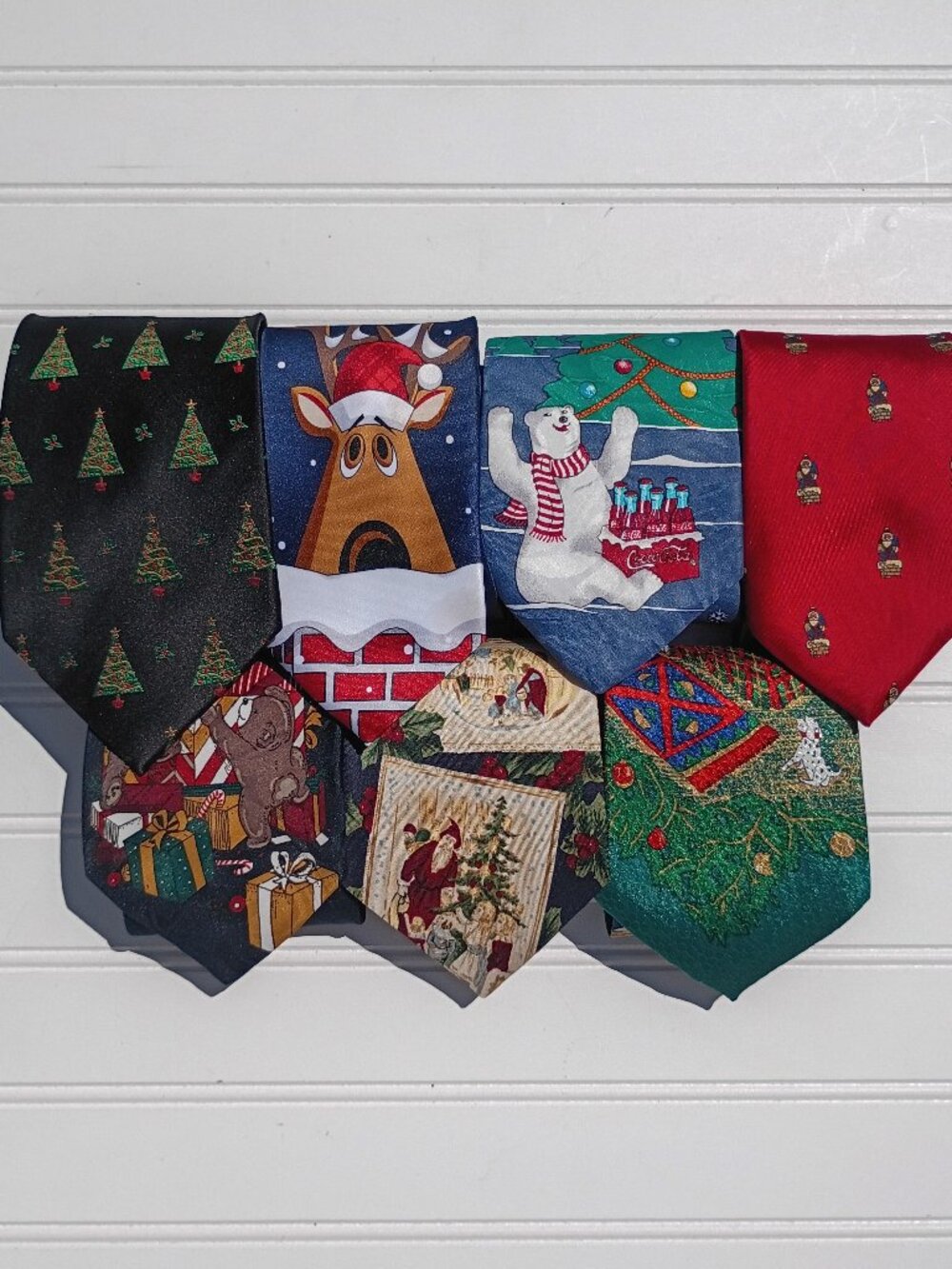 Vintage Lot of 7 Christmas Ties Santa Claus Hallmark Necktie Xmas Holiday Silk